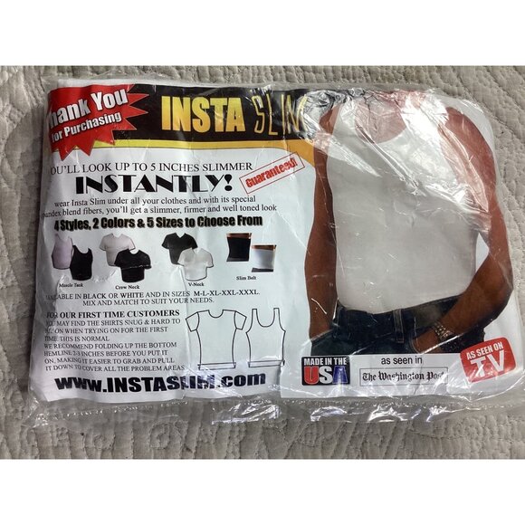 Insta Slim Mens Compression Tank Top*Look Up To 5 Inches Slimmer*Large*White*NIP - Picture 1 of 2